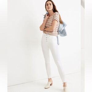 Madewell Tall 10" High-Rise Skinny Jeans in Pure White Step-Hem Edition 34 Tall